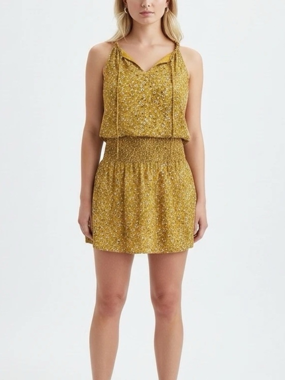 Miami Mustard Yellow Floral Print Dress